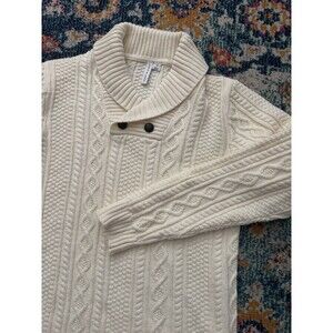 Janie & Jack Ivory Cableknit Shawl Sweater Size 14 Preppy Classic Fisherman